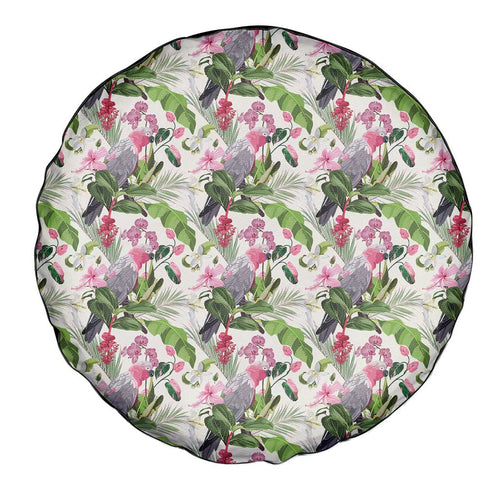 Aussie Pink Cockatoo Flowers Seamless Pattern Spare Tire Cover - Aussie Hoodie