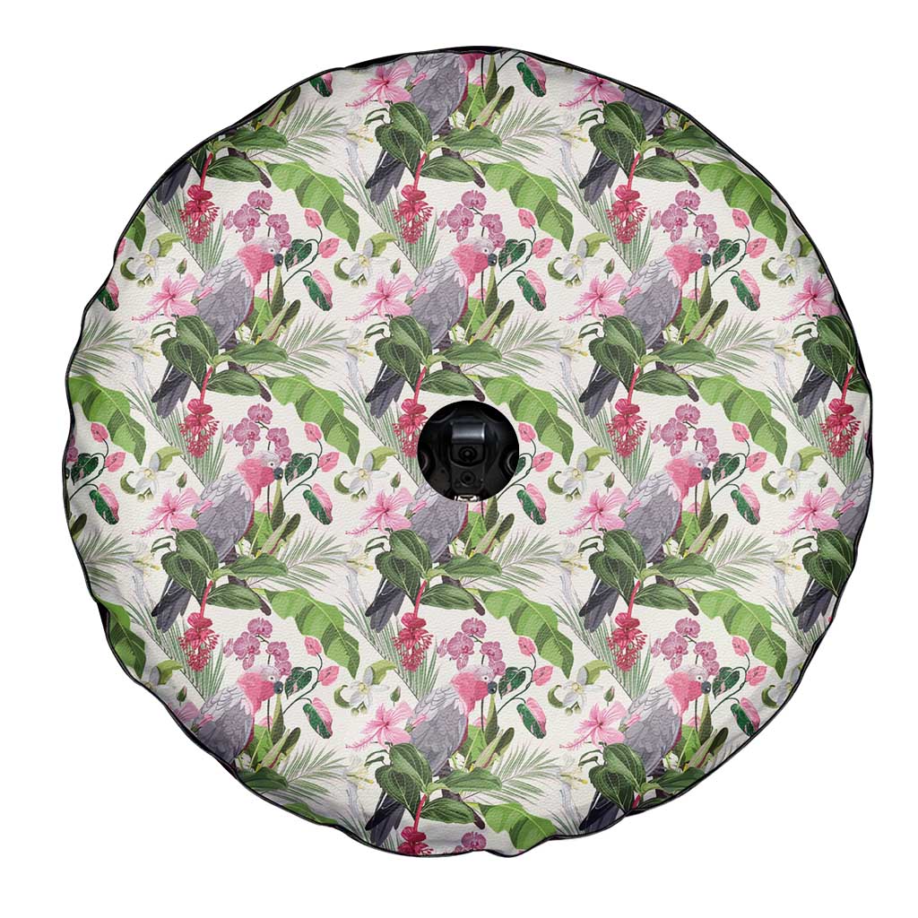 Aussie Pink Cockatoo Flowers Seamless Pattern Spare Tire Cover - Aussie Hoodie