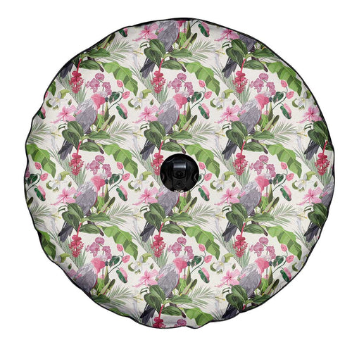 Aussie Pink Cockatoo Flowers Seamless Pattern Spare Tire Cover - Aussie Hoodie