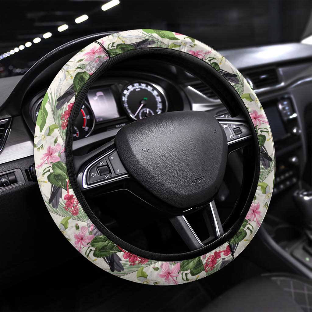 Aussie Pink Cockatoo Flowers Seamless Pattern Steering Wheel Cover - Aussie Hoodie