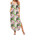 Aussie Pink Cockatoo Flowers Seamless Pattern Summer Maxi Dress - Aussie Hoodie