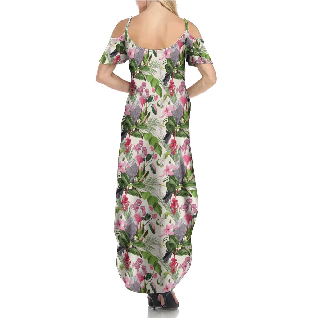 Aussie Pink Cockatoo Flowers Seamless Pattern Summer Maxi Dress - Aussie Hoodie