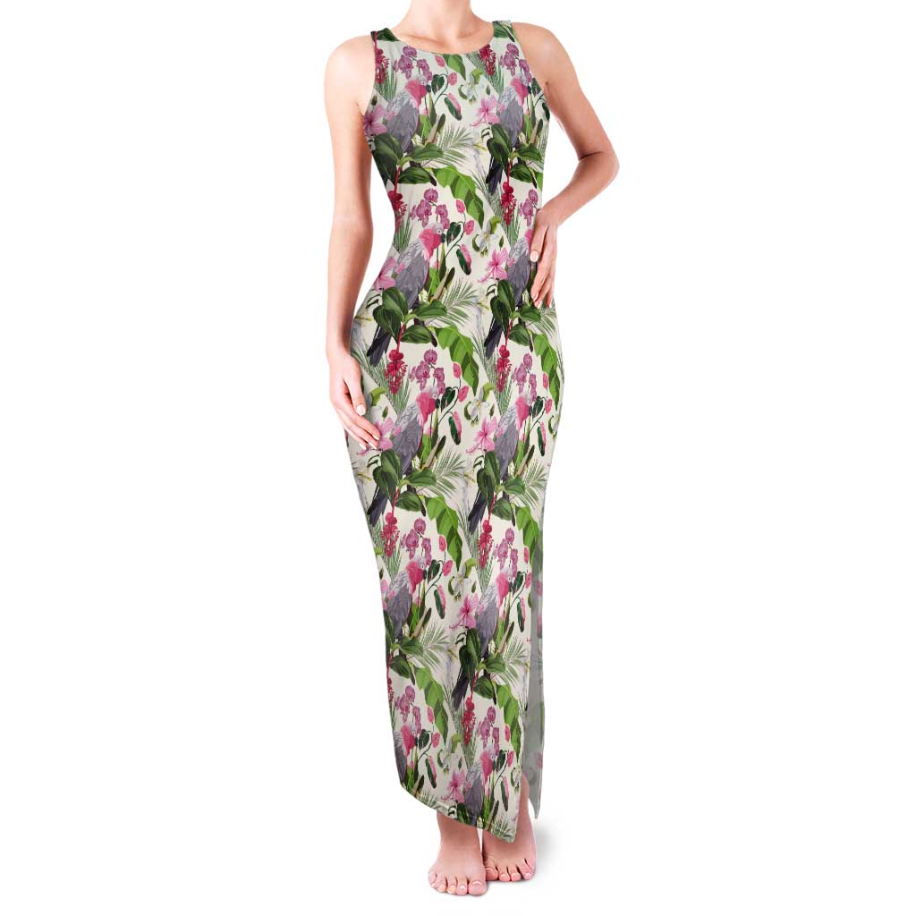 Aussie Pink Cockatoo Flowers Seamless Pattern Tank Maxi Dress - Aussie Hoodie