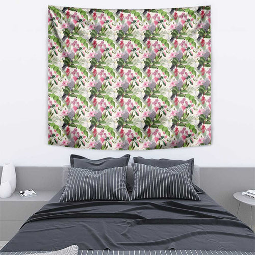 Aussie Pink Cockatoo Flowers Seamless Pattern Tapestry - Aussie Hoodie