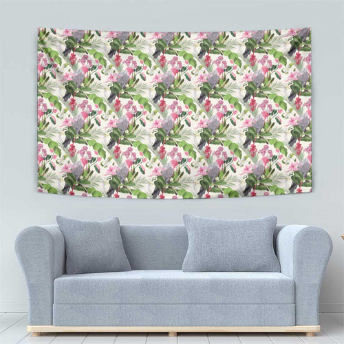 Aussie Pink Cockatoo Flowers Seamless Pattern Tapestry - Aussie Hoodie