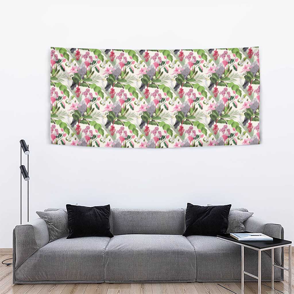 Aussie Pink Cockatoo Flowers Seamless Pattern Tapestry - Aussie Hoodie