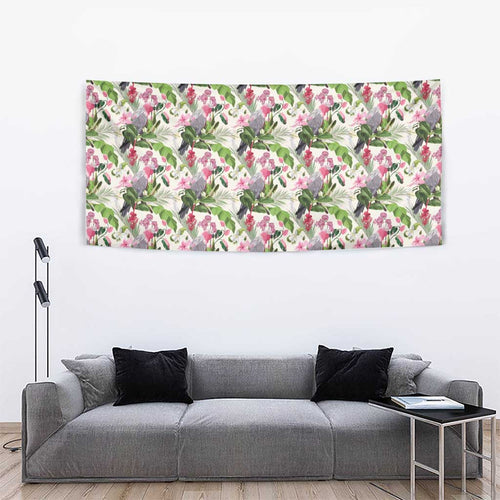Aussie Pink Cockatoo Flowers Seamless Pattern Tapestry - Aussie Hoodie