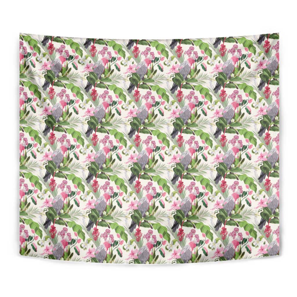 Aussie Pink Cockatoo Flowers Seamless Pattern Tapestry - Aussie Hoodie