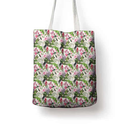 Aussie Pink Cockatoo Flowers Seamless Pattern Tote Bag - Aussie Hoodie