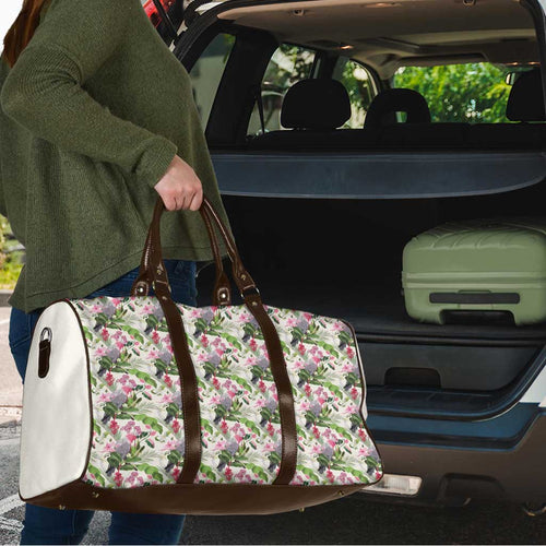 Aussie Pink Cockatoo Flowers Seamless Pattern Travel Bag - Aussie Hoodie