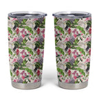 Aussie Pink Cockatoo Flowers Seamless Pattern Tumbler Cup - Aussie Hoodie