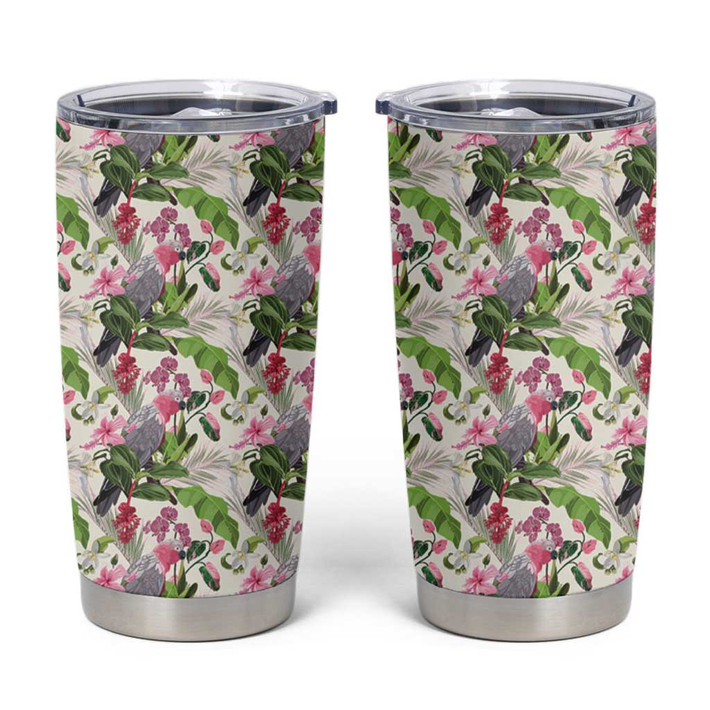 Aussie Pink Cockatoo Flowers Seamless Pattern Tumbler Cup - Aussie Hoodie