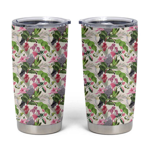 Aussie Pink Cockatoo Flowers Seamless Pattern Tumbler Cup - Aussie Hoodie