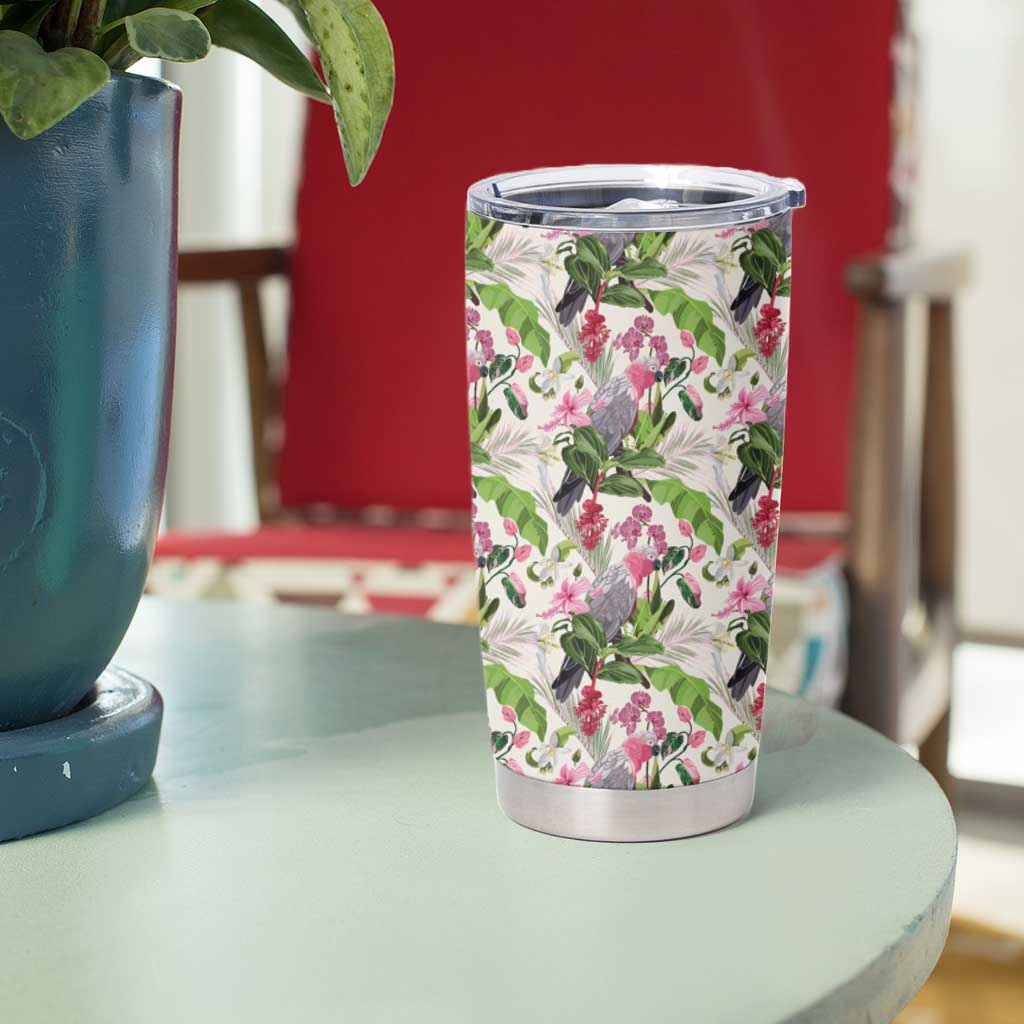 Aussie Pink Cockatoo Flowers Seamless Pattern Tumbler Cup - Aussie Hoodie