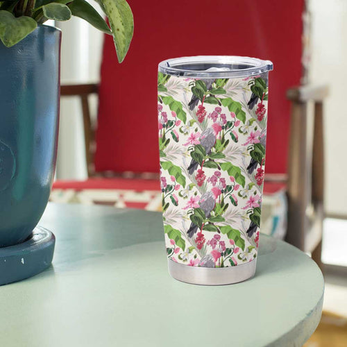 Aussie Pink Cockatoo Flowers Seamless Pattern Tumbler Cup - Aussie Hoodie