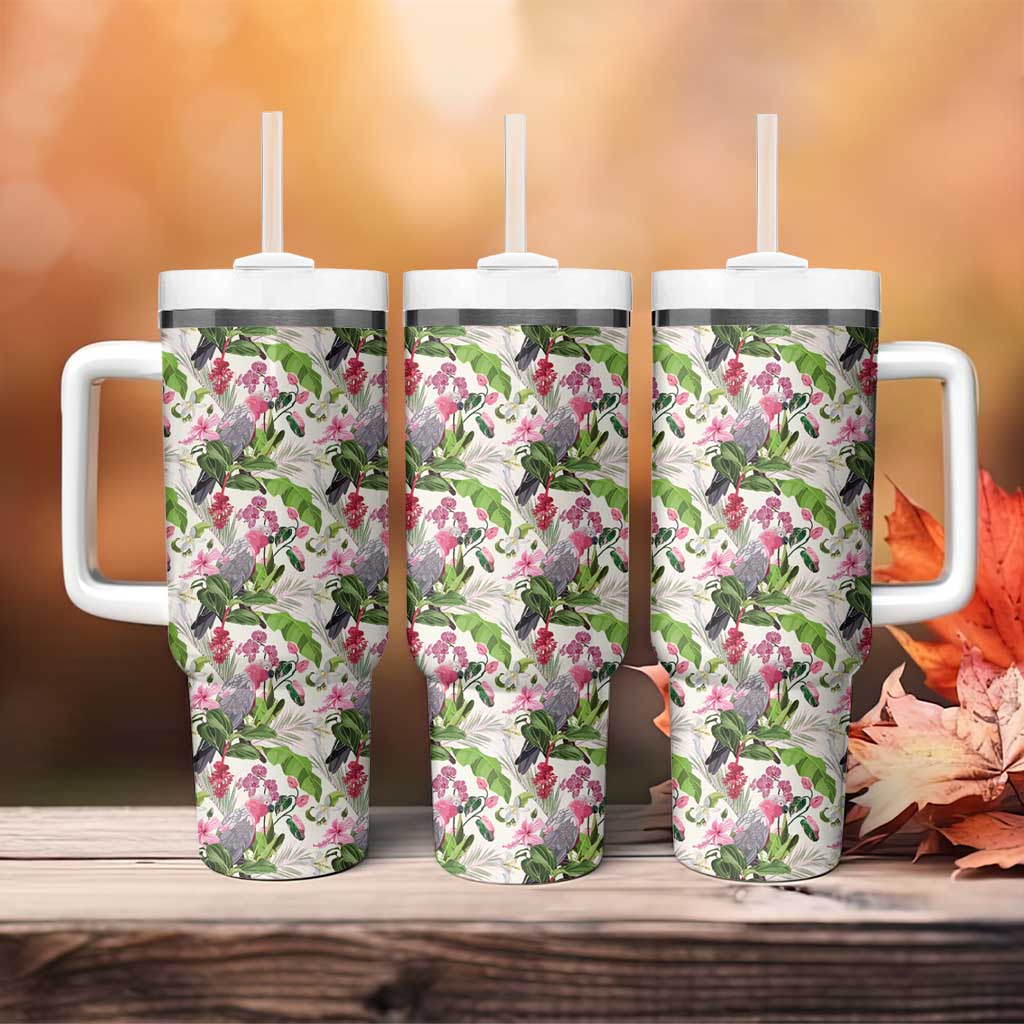 Aussie Pink Cockatoo Flowers Seamless Pattern Tumbler With Handle - Aussie Hoodie