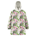Aussie Pink Cockatoo Flowers Seamless Pattern Wearable Blanket Hoodie - Aussie Hoodie