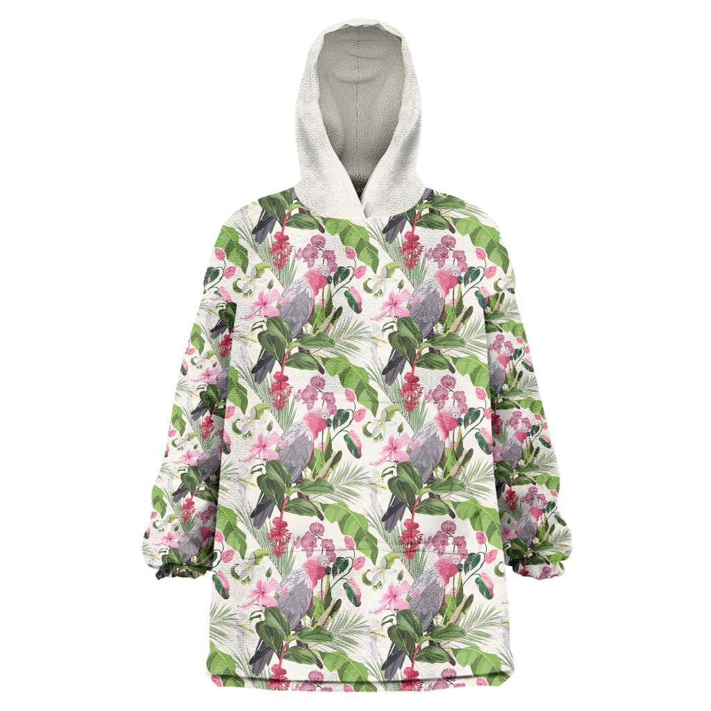 Aussie Pink Cockatoo Flowers Seamless Pattern Wearable Blanket Hoodie - Aussie Hoodie