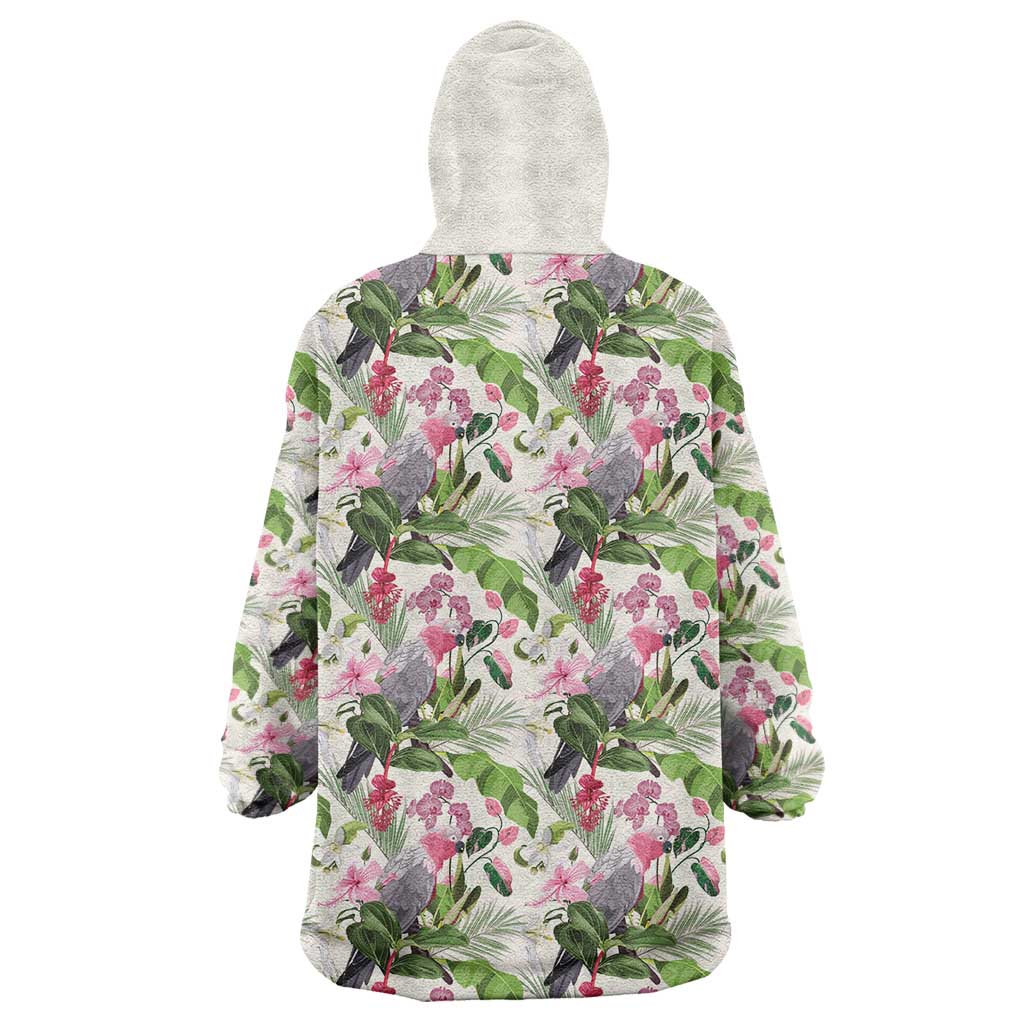 Aussie Pink Cockatoo Flowers Seamless Pattern Wearable Blanket Hoodie - Aussie Hoodie