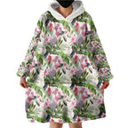 Aussie Pink Cockatoo Flowers Seamless Pattern Wearable Blanket Hoodie - Aussie Hoodie