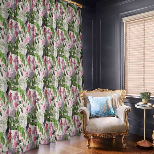 Aussie Pink Cockatoo Flowers Seamless Pattern Window Curtain - Aussie Hoodie