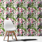 Aussie Pink Cockatoo Flowers Seamless Pattern Window Curtain - Aussie Hoodie