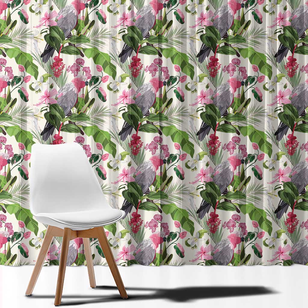 Aussie Pink Cockatoo Flowers Seamless Pattern Window Curtain - Aussie Hoodie