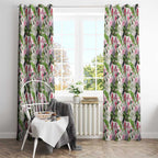 Aussie Pink Cockatoo Flowers Seamless Pattern Window Curtain - Aussie Hoodie