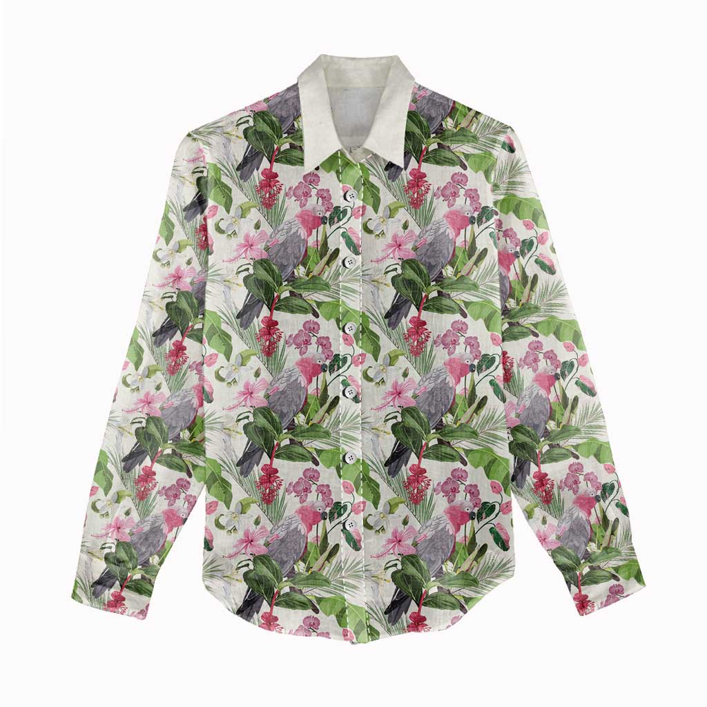 Aussie Pink Cockatoo Flowers Seamless Pattern Women Casual Shirt - Aussie Hoodie