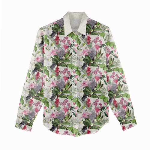 Aussie Pink Cockatoo Flowers Seamless Pattern Women Casual Shirt - Aussie Hoodie