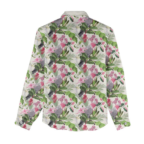 Aussie Pink Cockatoo Flowers Seamless Pattern Women Casual Shirt - Aussie Hoodie