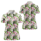 Aussie Pink Cockatoo Flowers Seamless Pattern Women Polo Shirt - Aussie Hoodie