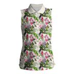 Aussie Pink Cockatoo Flowers Seamless Pattern Women Sleeveless Polo Shirt - Aussie Hoodie