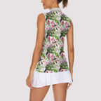 Aussie Pink Cockatoo Flowers Seamless Pattern Women Sleeveless Polo Shirt - Aussie Hoodie