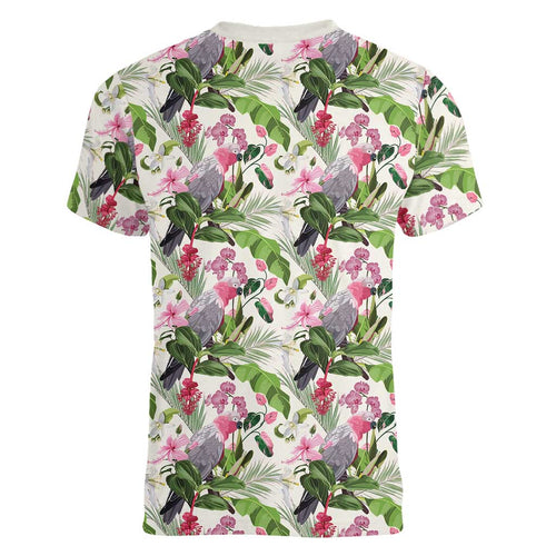 Aussie Pink Cockatoo Flowers Seamless Pattern Women V-Neck T-Shirt - Aussie Hoodie