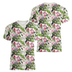 Aussie Pink Cockatoo Flowers Seamless Pattern Women V-Neck T-Shirt - Aussie Hoodie