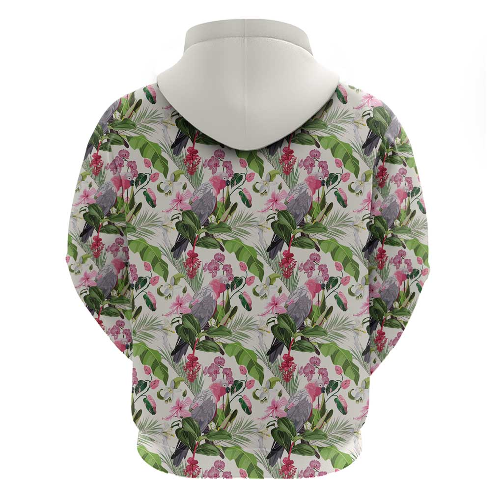 Aussie Pink Cockatoo Flowers Seamless Pattern Zip Hoodie - Aussie Hoodie