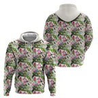 Aussie Pink Cockatoo Flowers Seamless Pattern Zip Hoodie - Aussie Hoodie
