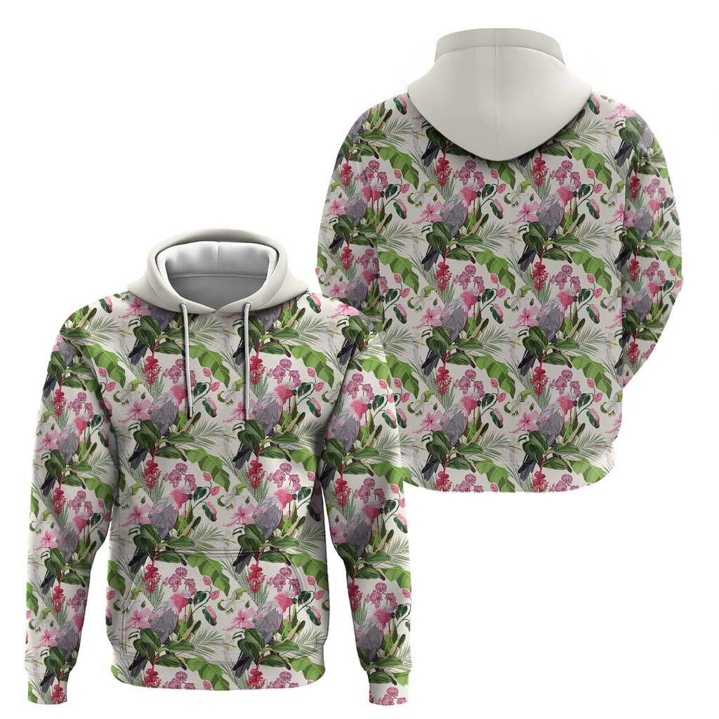 Aussie Pink Cockatoo Flowers Seamless Pattern Zip Hoodie - Aussie Hoodie