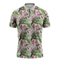 Aussie Pink Cockatoo Flowers Seamless Pattern Zipper Polo Shirt - Aussie Hoodie