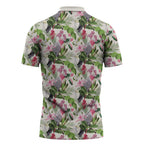 Aussie Pink Cockatoo Flowers Seamless Pattern Zipper Polo Shirt - Aussie Hoodie