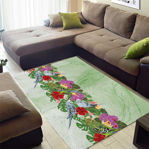 Aussie Budgies Blue And Green Tropical Birds Area Rug - Aussie Hoodie