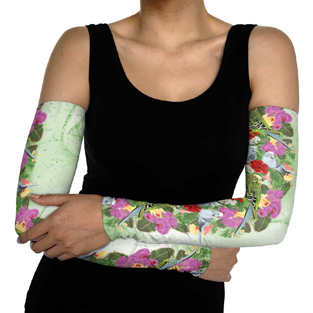 Aussie Budgies Blue And Green Tropical Birds Arm Sleeves - Aussie Hoodie