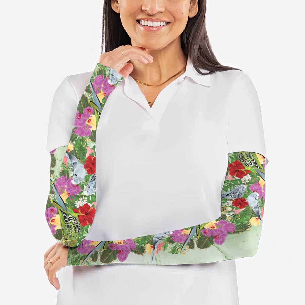 Aussie Budgies Blue And Green Tropical Birds Arm Sleeves - Aussie Hoodie