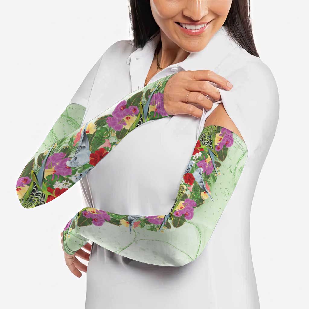Aussie Budgies Blue And Green Tropical Birds Arm Sleeves - Aussie Hoodie