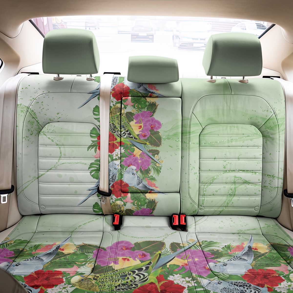 Aussie Budgies Blue And Green Tropical Birds Back Car Seat Cover - Aussie Hoodie