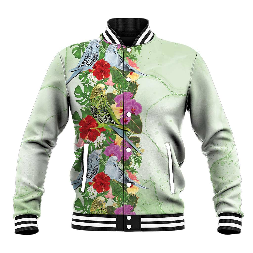 Aussie Budgies Blue And Green Tropical Birds Baseball Jacket - Aussie Hoodie