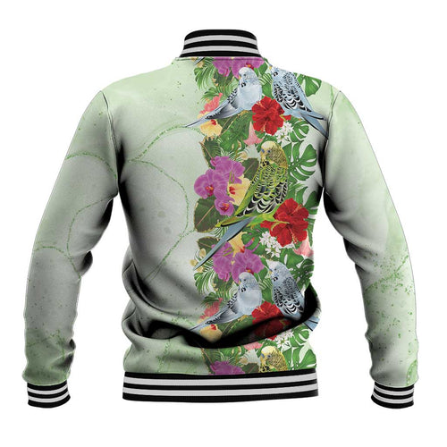 Aussie Budgies Blue And Green Tropical Birds Baseball Jacket - Aussie Hoodie