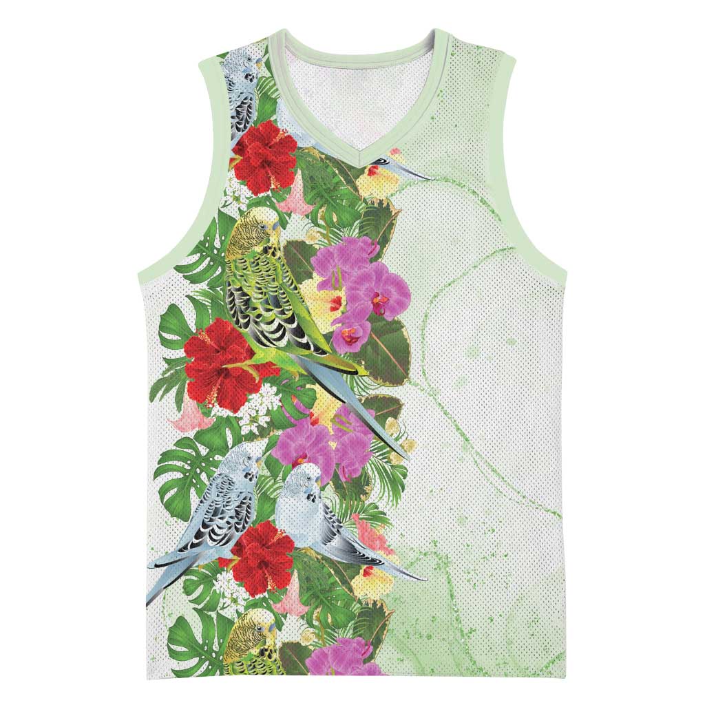 Aussie Budgies Blue And Green Tropical Birds Basketball Jersey - Aussie Hoodie