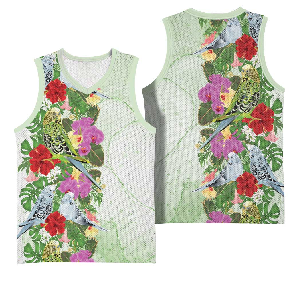 Aussie Budgies Blue And Green Tropical Birds Basketball Jersey - Aussie Hoodie